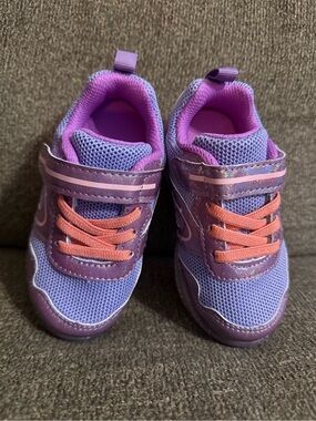 Kids LIGHT UP Purple and Pink Active Sneakers with Hook-and-Loop Strap